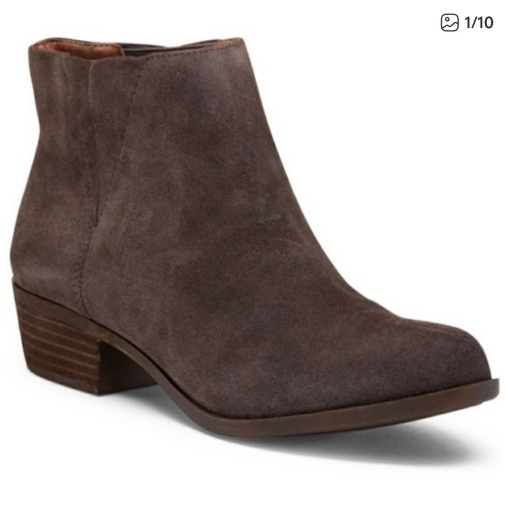 Lucky Brand Benissa Brown Suede Ankle Bootie Boots Women’s Size 8.5